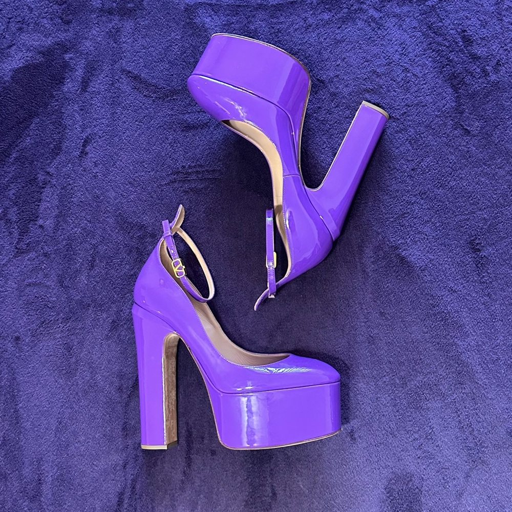 Valentino Tan-Go Platform Heels | Purple Patent | Barbiecore | EU 40.5